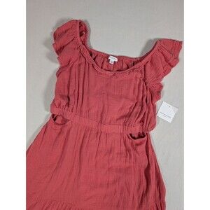 Beach Lunch Lounge Flutter Sleeve Lizzo Dress Size Large NWT Peach Sundress